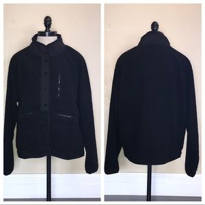 Victoria’s Secret VS PINK Sherpa Snap Front Black Jacket Size Medium